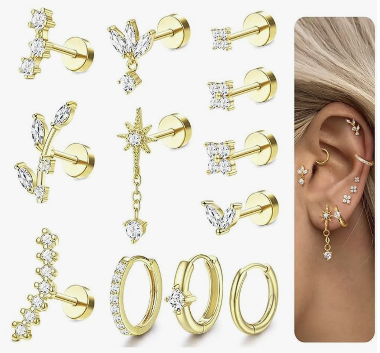 Boucles d’oreilles acier inoxydable femme — style cartilage et classique