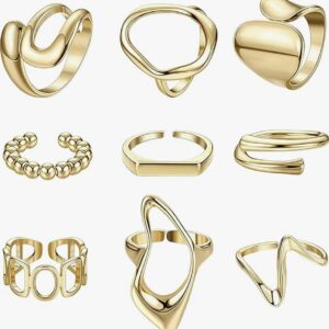 Lot de bagues minimalistes en acier inoxydable – réglables et empilables