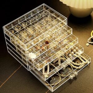Boîte de rangement bijoux transparente – coffret organiseur avec compartiments